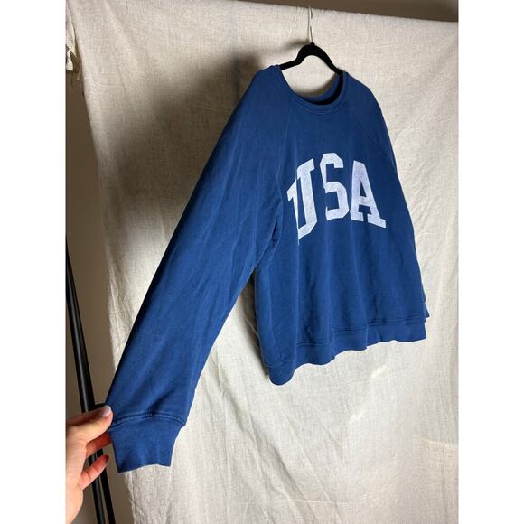 Free People X Retrobrand Blue USA Pullover Sweatshirt Sz. S - Picture 4 of 10